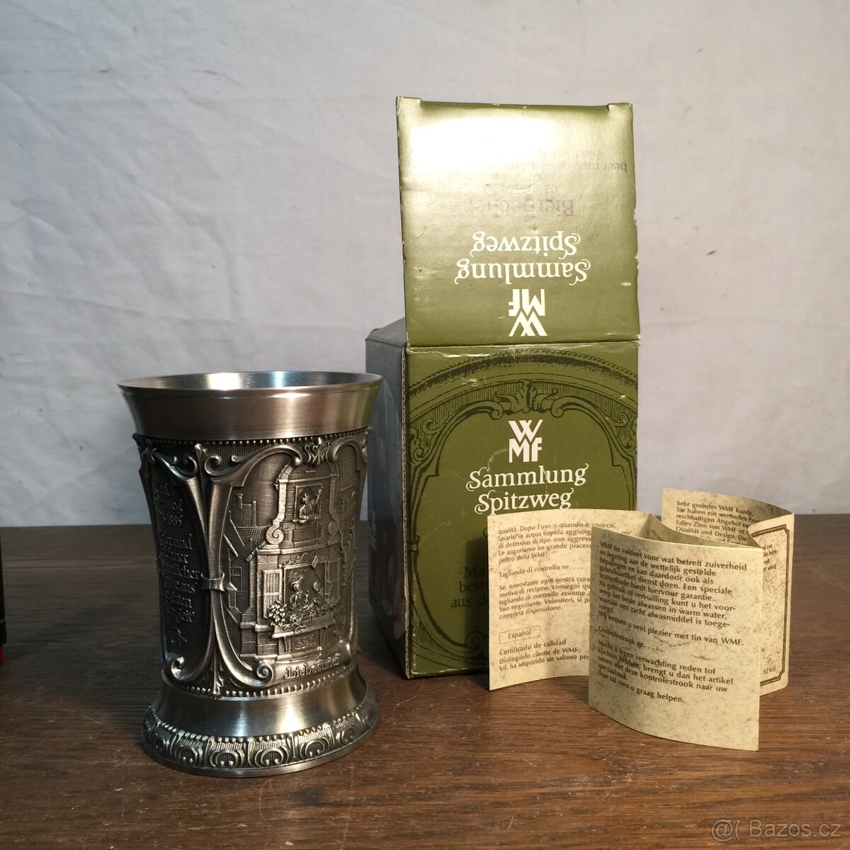 korbel číše na pivo WMF cín Carl Spitzweg certifikát - 2