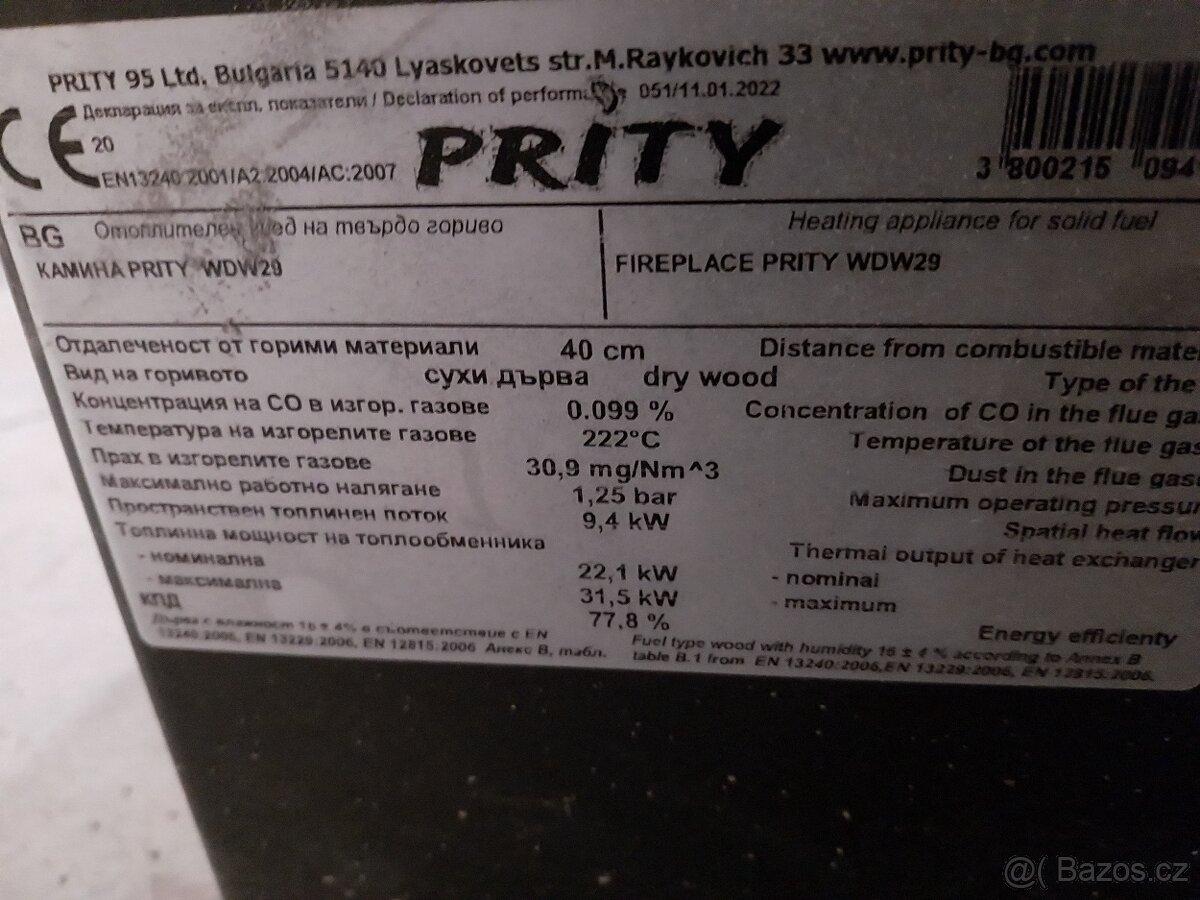 Krbová kamna PRITY s vymenikem - 2