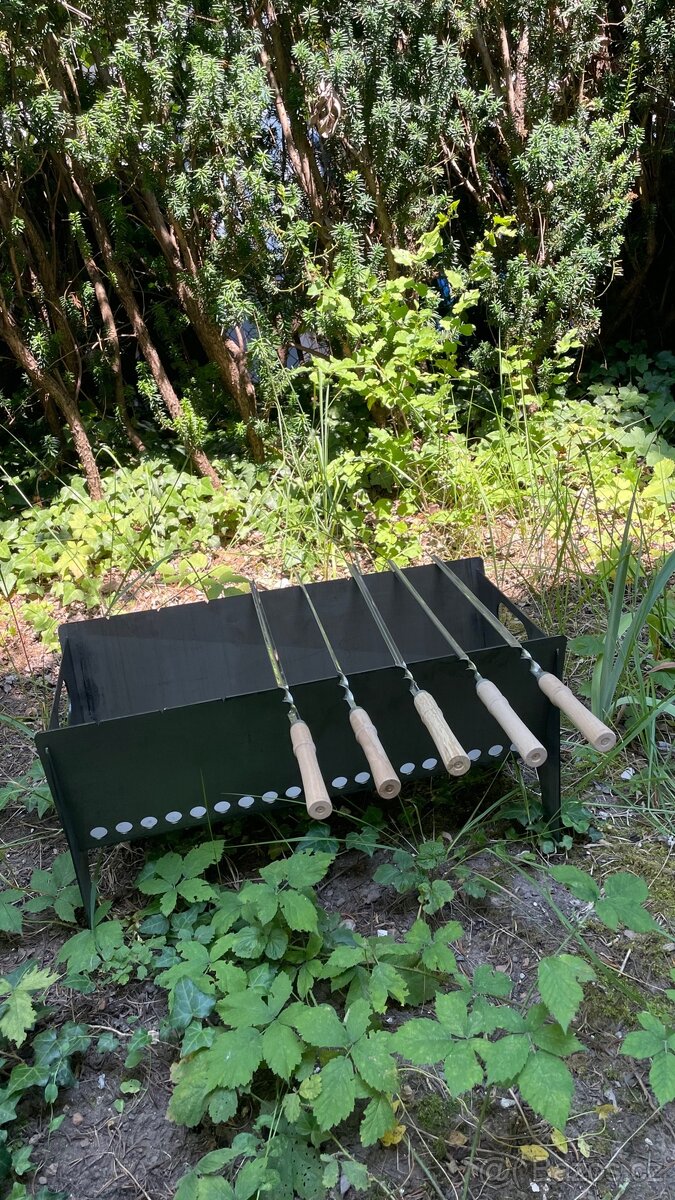 Jehly grilovací (Sampury na saslik)s drevēnou rukojetí (6ks) - 2