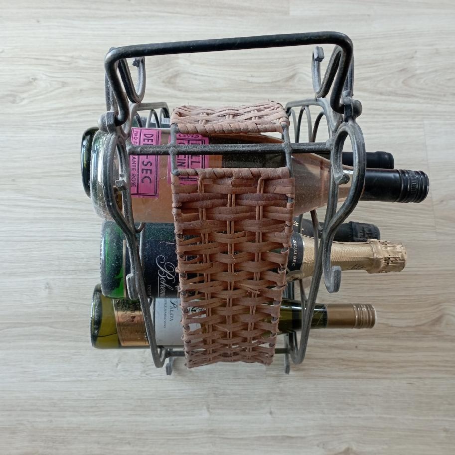 Stojan kovový plus boky z ratanu na 6 lahví - 2