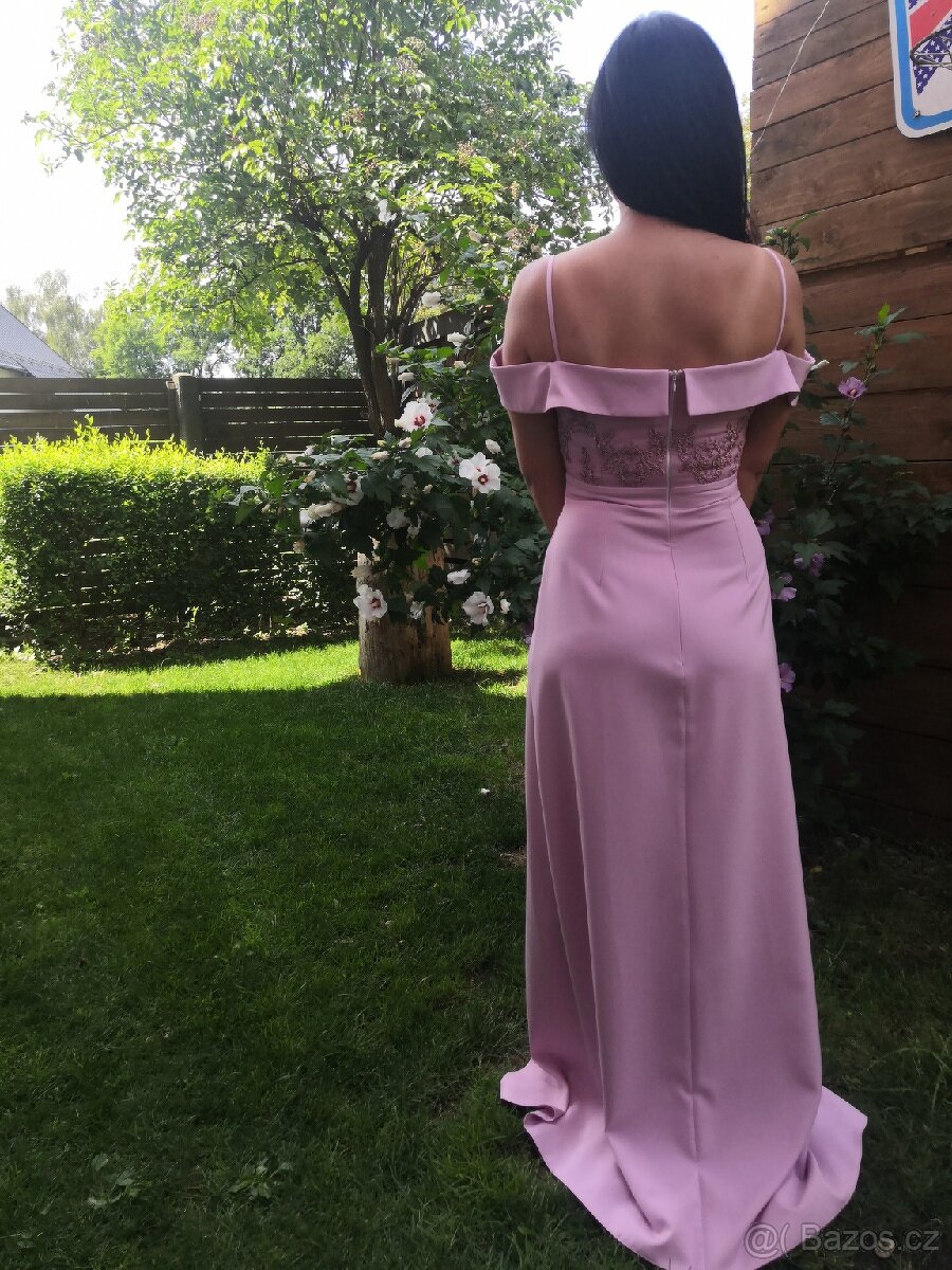 Luxusní, dlouhé společenské, plesové šaty s rozparkem. - 2
