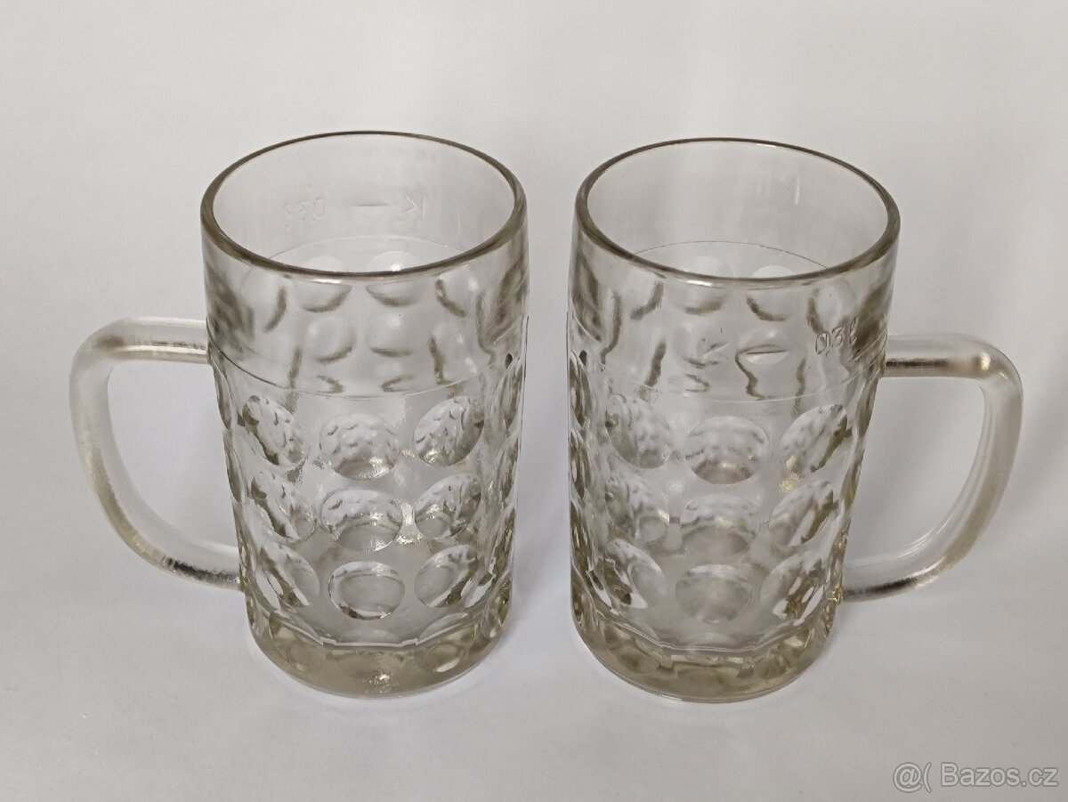 Retro pivní sklenice 0,3 Jiří Brabec, Sklo Union, pošta 75.- - 2