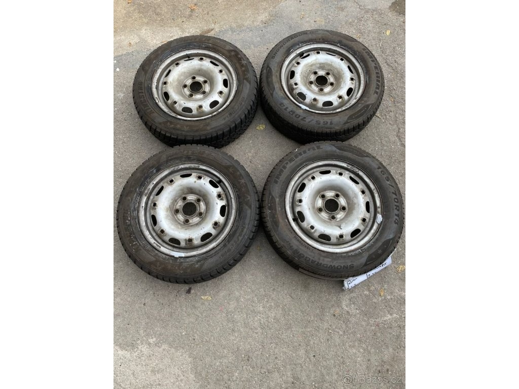 Plechové disky 5x100 R14 5Jx14H2 ET 35 se zimními pneu 165/7 - 2