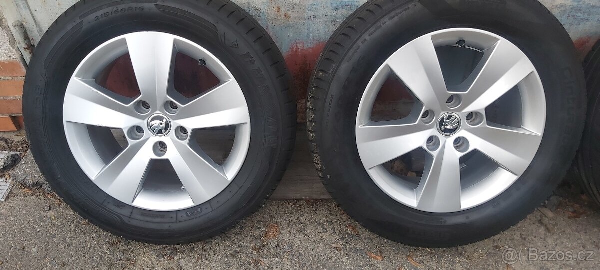 Alu kola 5x112 R16 Škoda ,VW s pneu 215/60r16 7mm TOPSTAV - 2