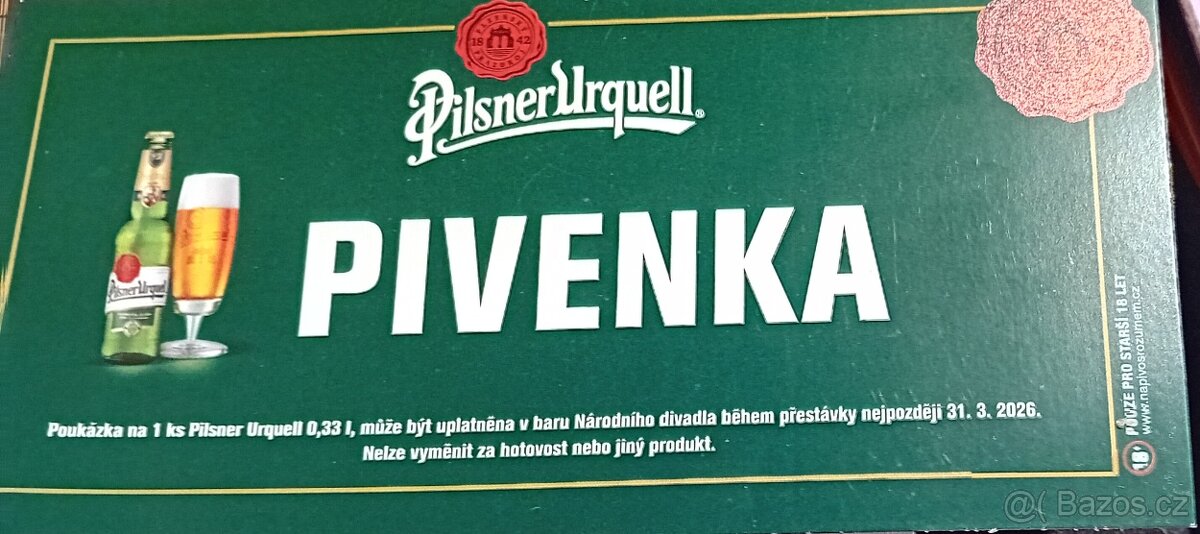 Poukázka do Národního divadla v hodnotě 1500 Kč + 2x pivenka - 2