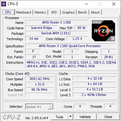 Procesor AMD Ryzen 3 1200 (3.10 GHz) socket AM4 - 2