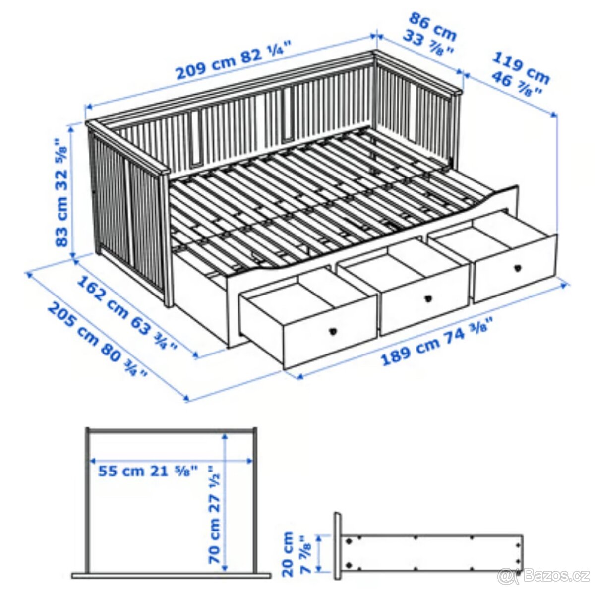 Prodám rozkládací postel Ikea Hemnes - 2