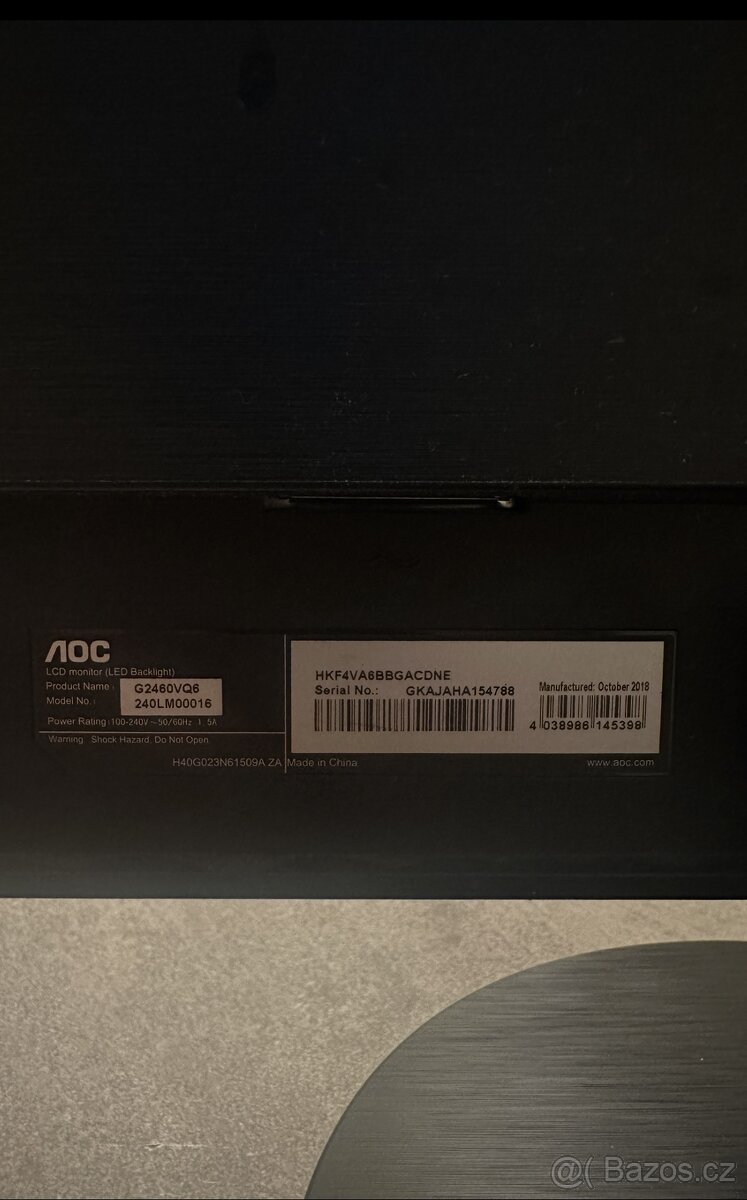 Herní monitor 24" AOC G2460VQ6 - 2