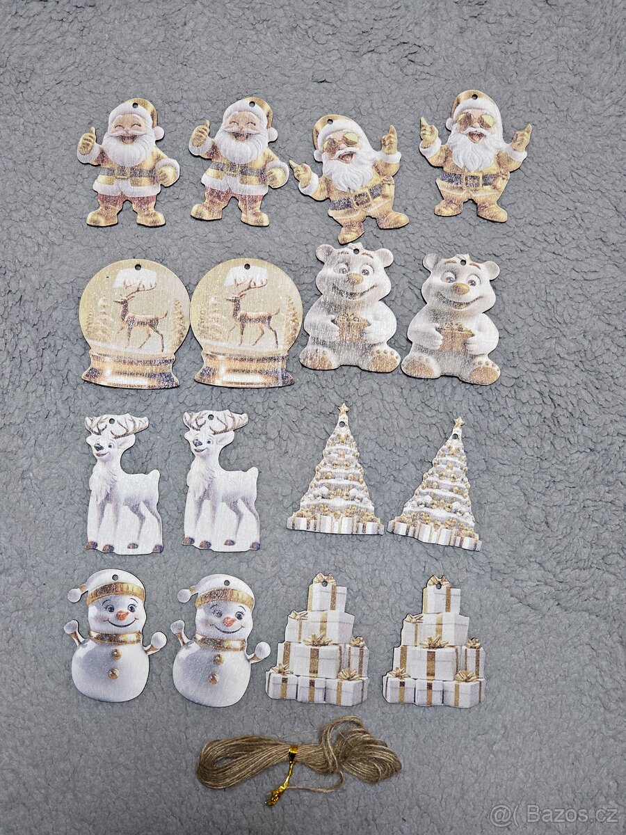 16 kusů vánočních dřevěných ozdob - 2