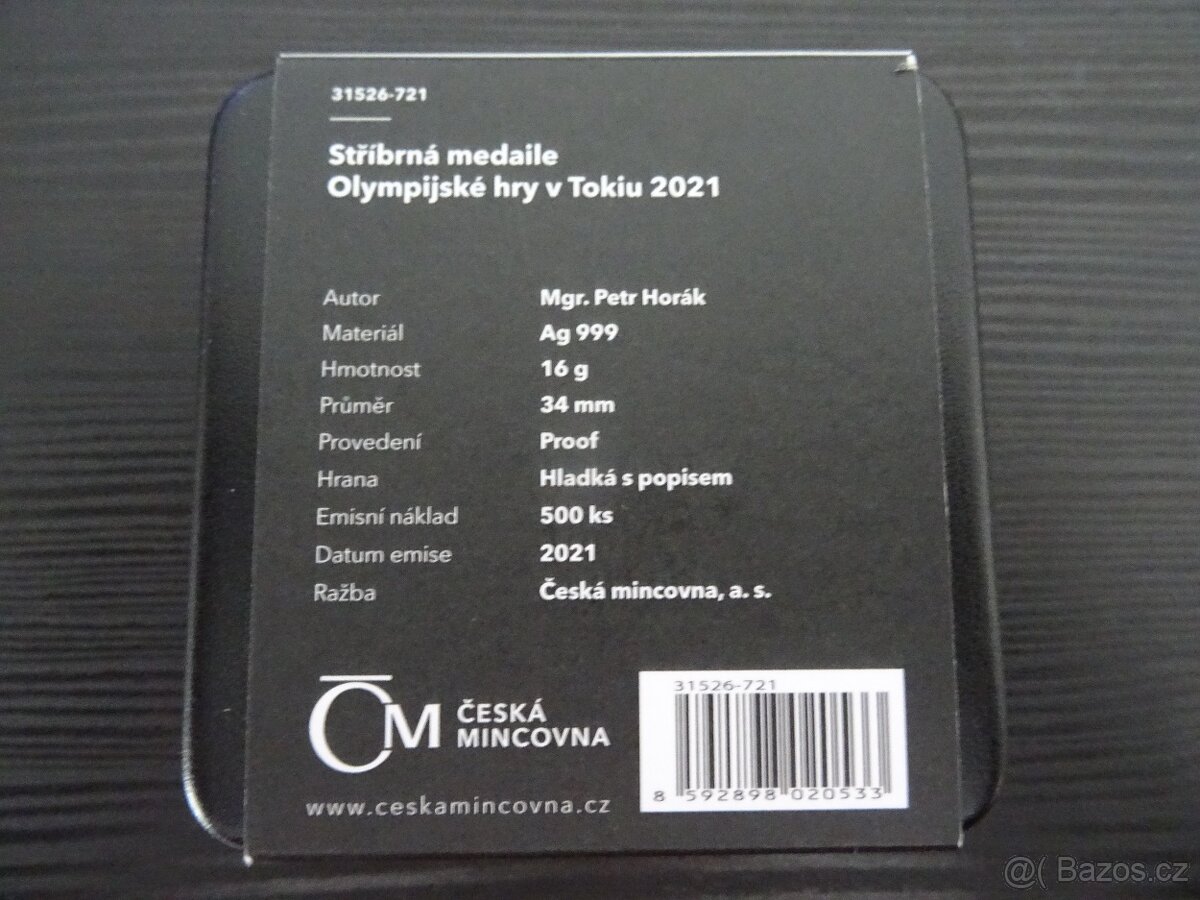 Stříbrná medaile - mince Olympijské hry Tokio - rok 2021 - 2
