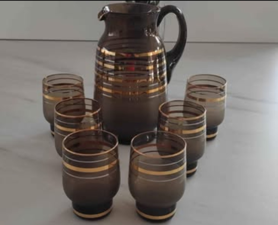 Skleněný džbánek 1,5L a 6 skleniček, - 2