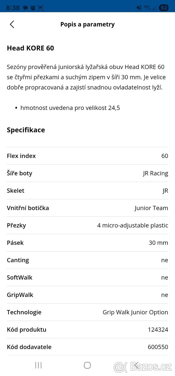 Chlapecké lyžáky HEAD Kore 60,stélka 25cm max - 2