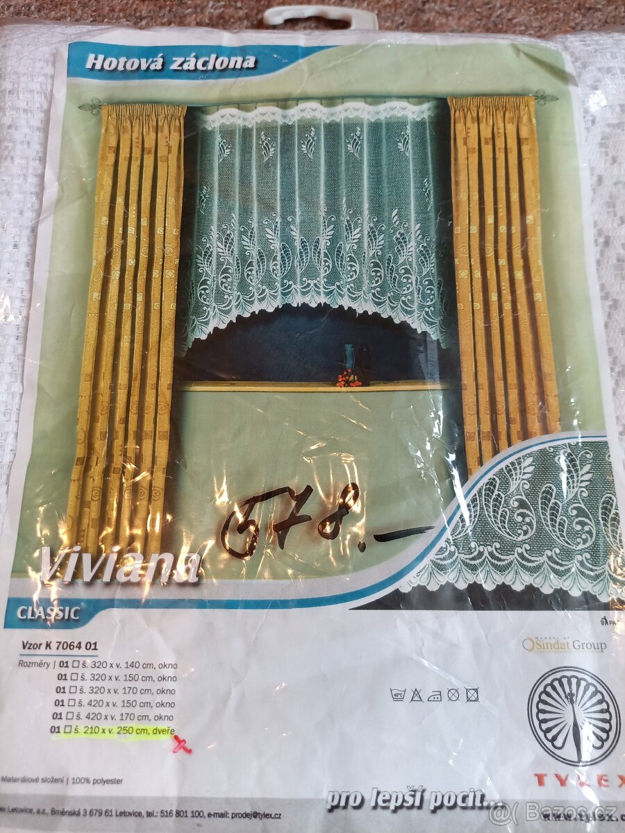 Záclona Viviana š.210 x v.250cm nová česká výroba - 2