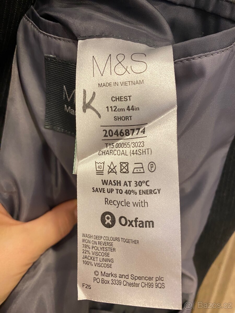 Pánský oblek Marks and Spencer, vel. 44 short - 2