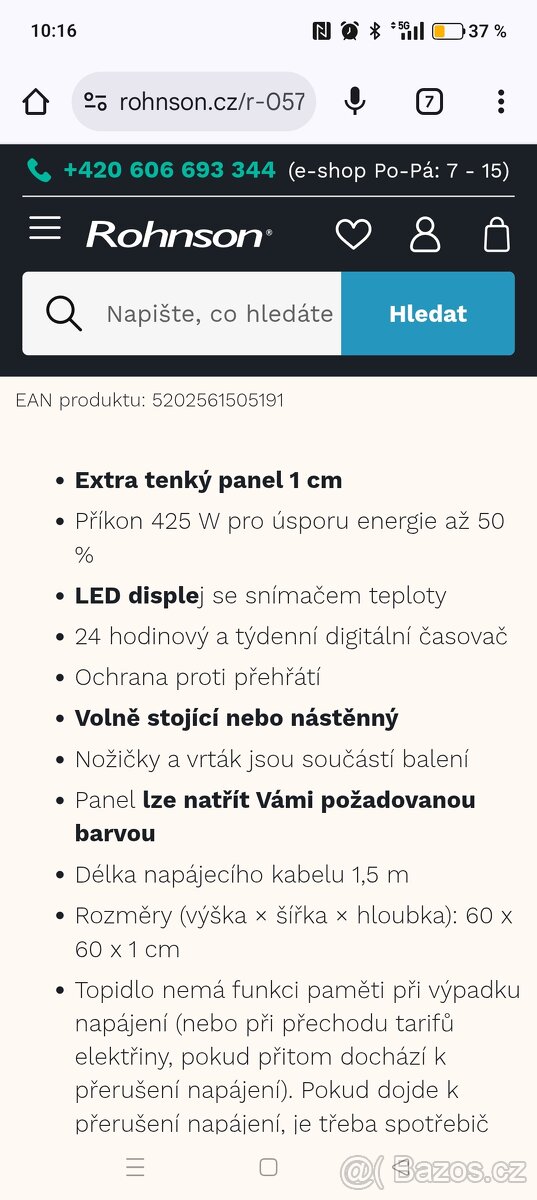 Keramický topný panel rohnson - 2