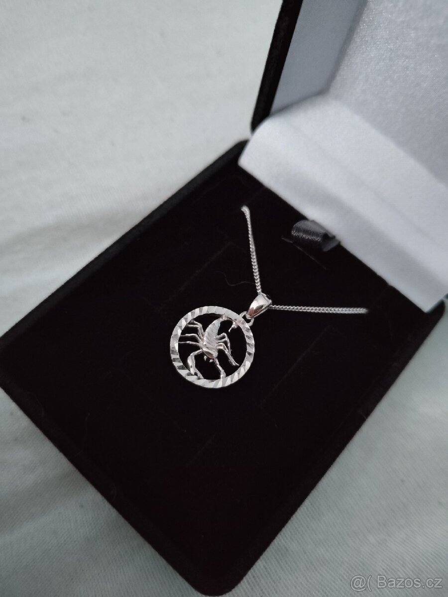 Stříbrný náhrdelník štír+ Stříbrný 45 cm řetízek - 2