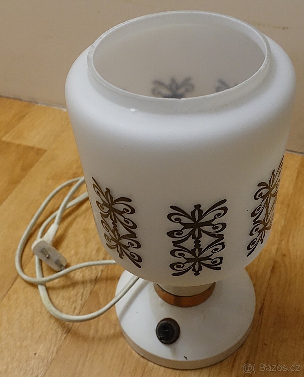 Retro stolní lampička s mléčným sklem – 70. léta, funkční - 2