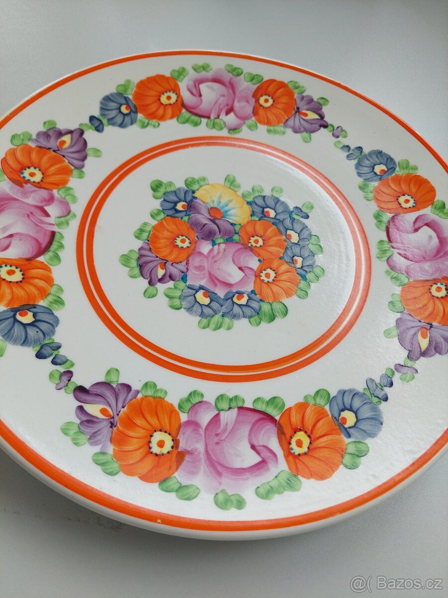 Krásný velký ručně malovaný talíř Keramo Kožlany - SLEVA - 2