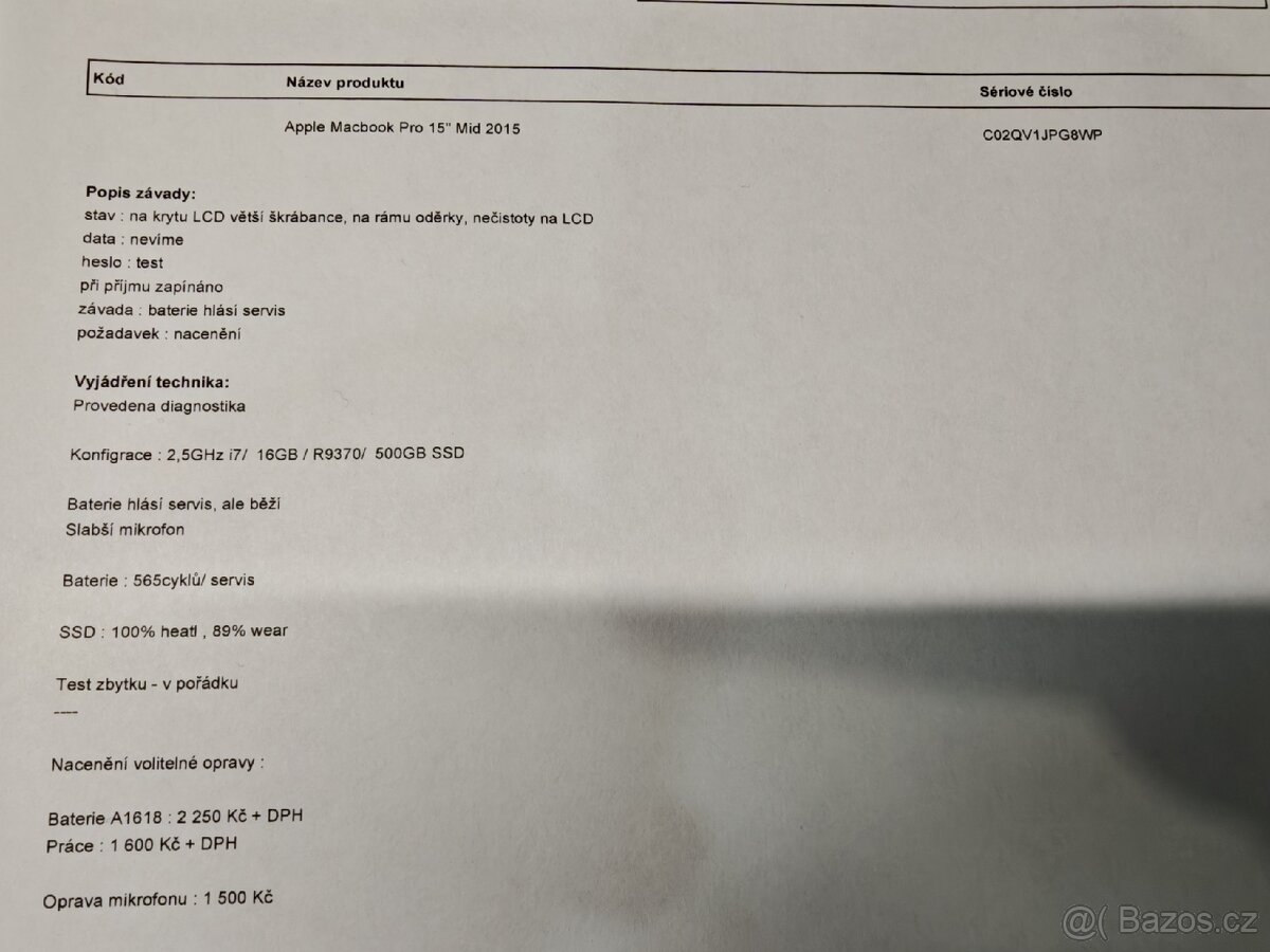 MacBook Pro 15" Mid 2015 i7 / 16GB / 500GB – baterie servis - 2