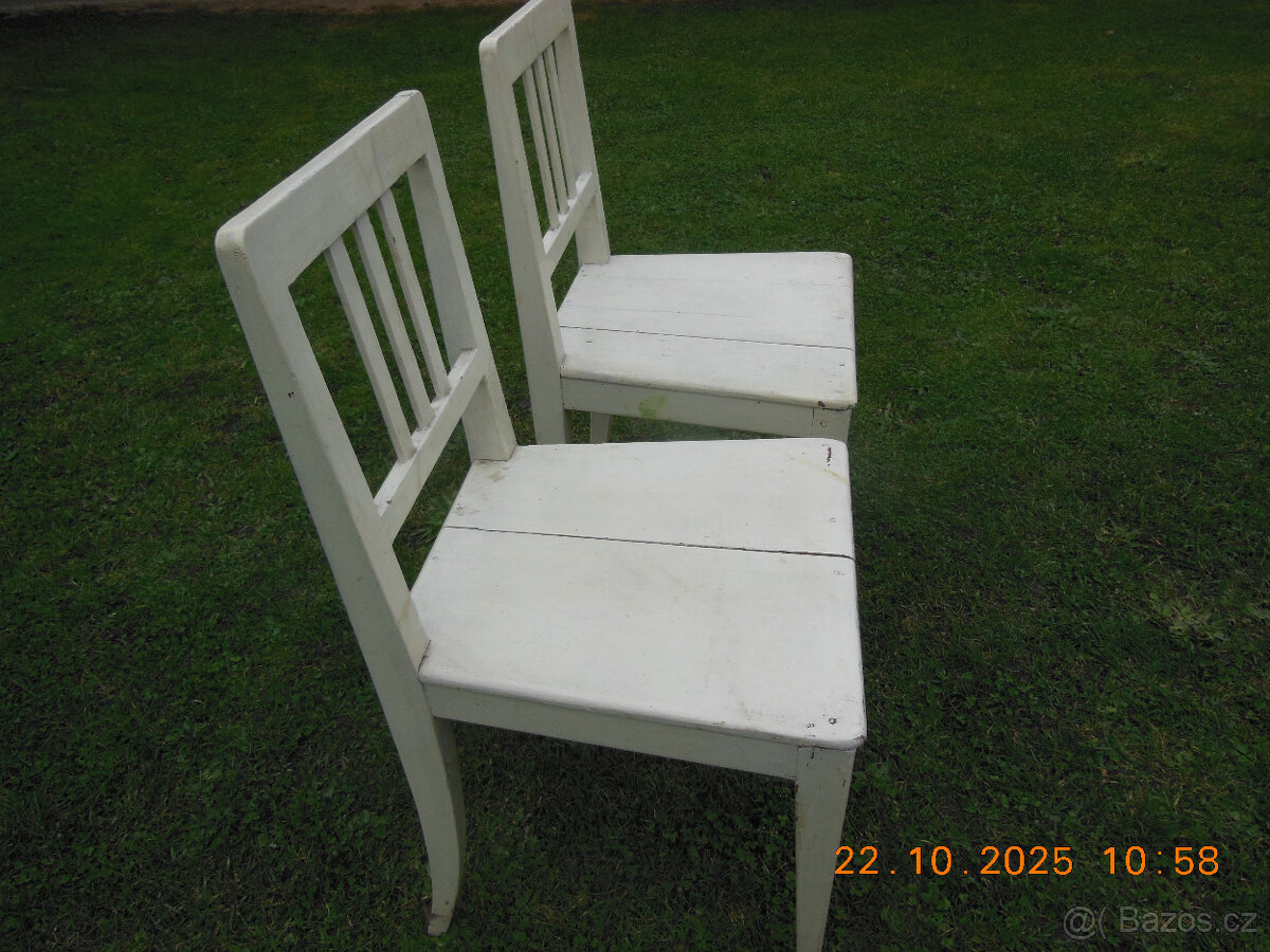 staré židle 2ks bílé - 2