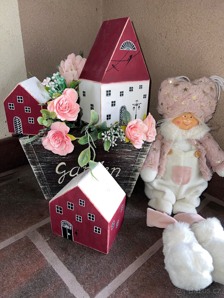 Dekorace - dřevěné domečky - 2