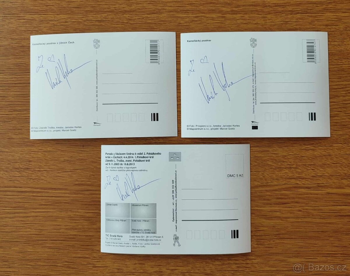 ORIGINÁL AUTOGRAMY VÁCLAV VYDRA NA POHLEDNICÍCH - 2