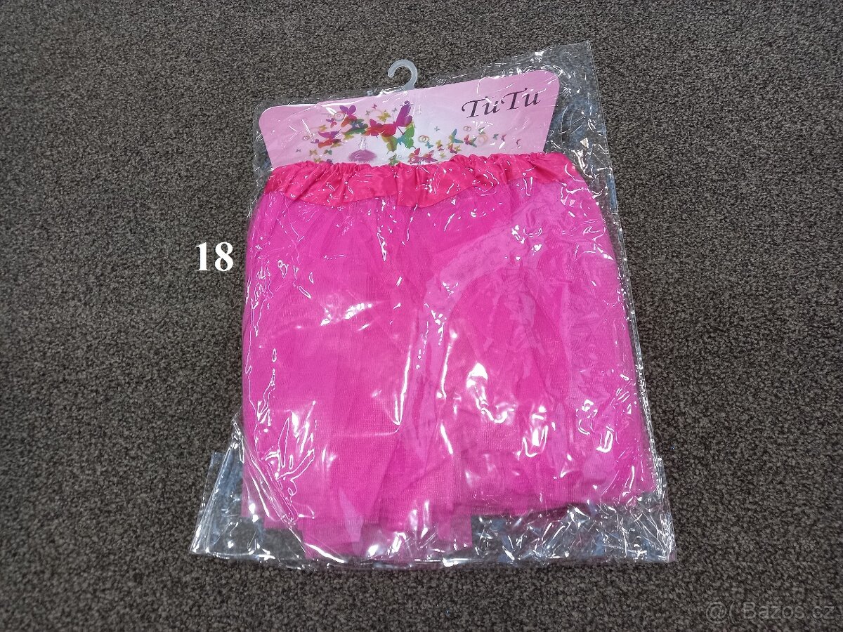 Tylová tutu sukně, délka 30 cm, cca 3-6 let, tmavě růžová - 2