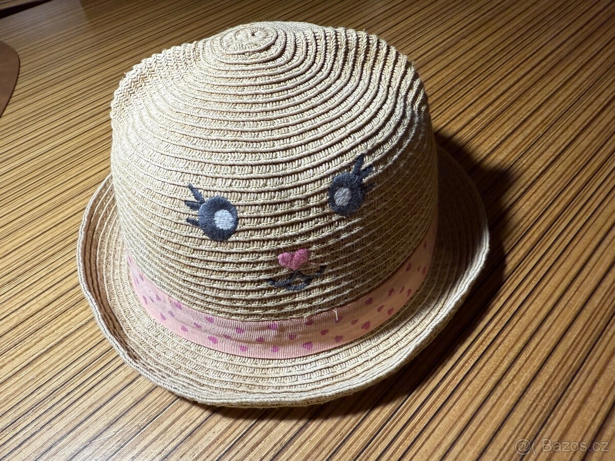 Klobouček dívčí letní - kočička - vel. 116-128 - 2