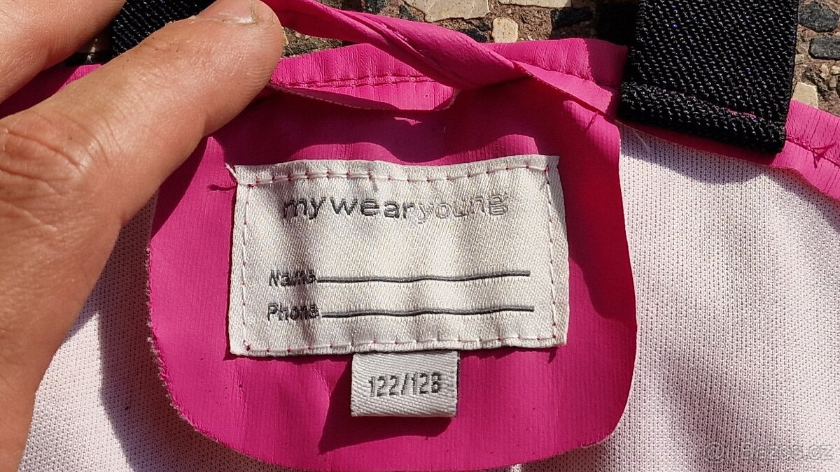 Dívčí pláštěnka, kalhoty s kšandy, vel. 122/128 - 2