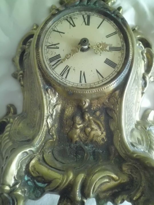 Pěkné Mosazné zdobené Krbové Hodiny - Replika - 2