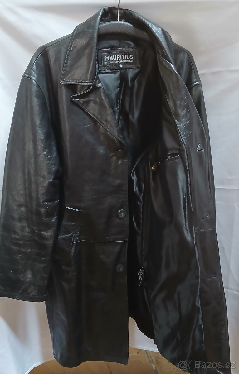 Luxusní černý kožený kabát Mauritius - 2