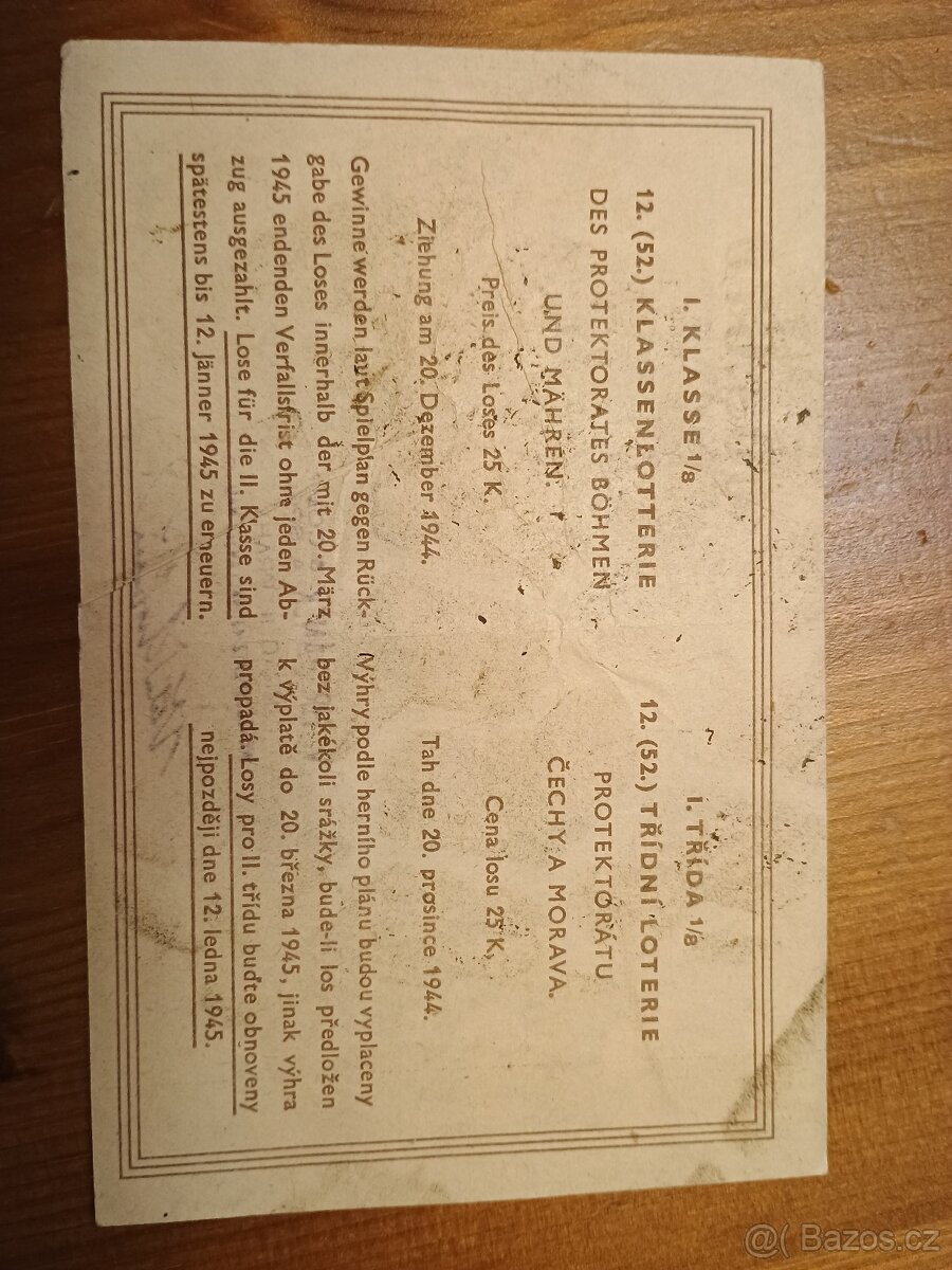 Loterie Čechy a Morava - 2