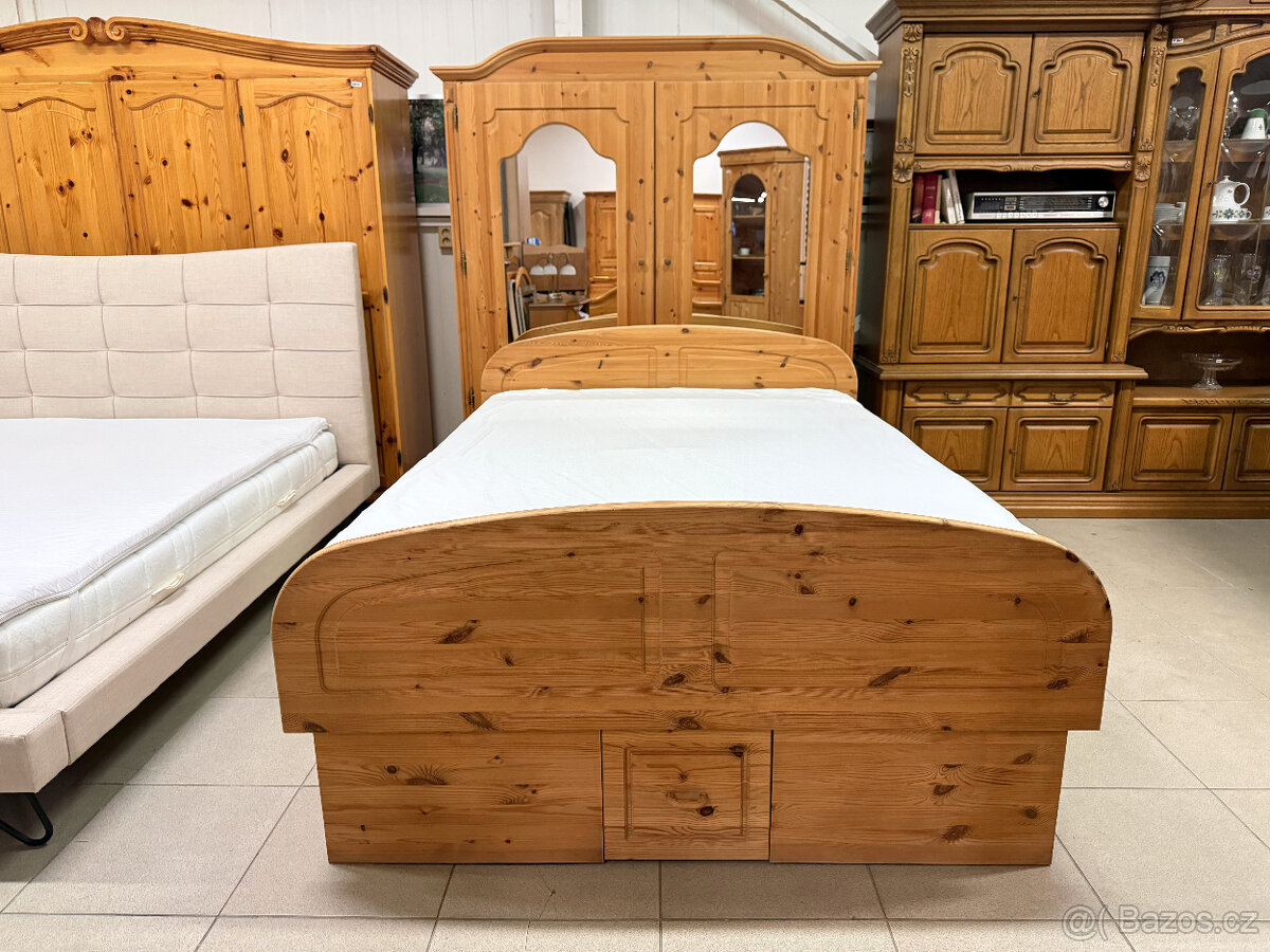 borovicová mládenecká ložnice 140cm postel - 2