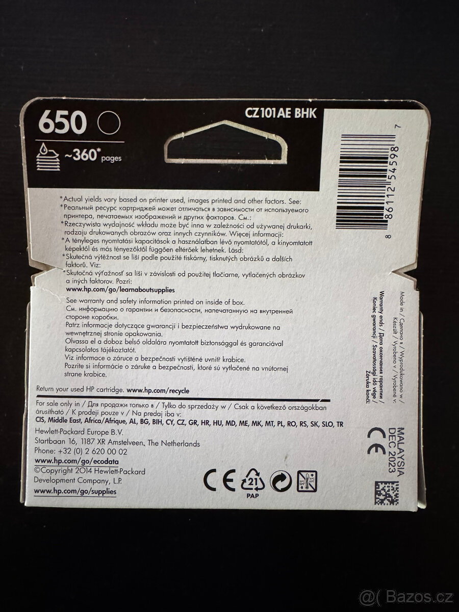 HP CZ101AE č. 650 černá - 2