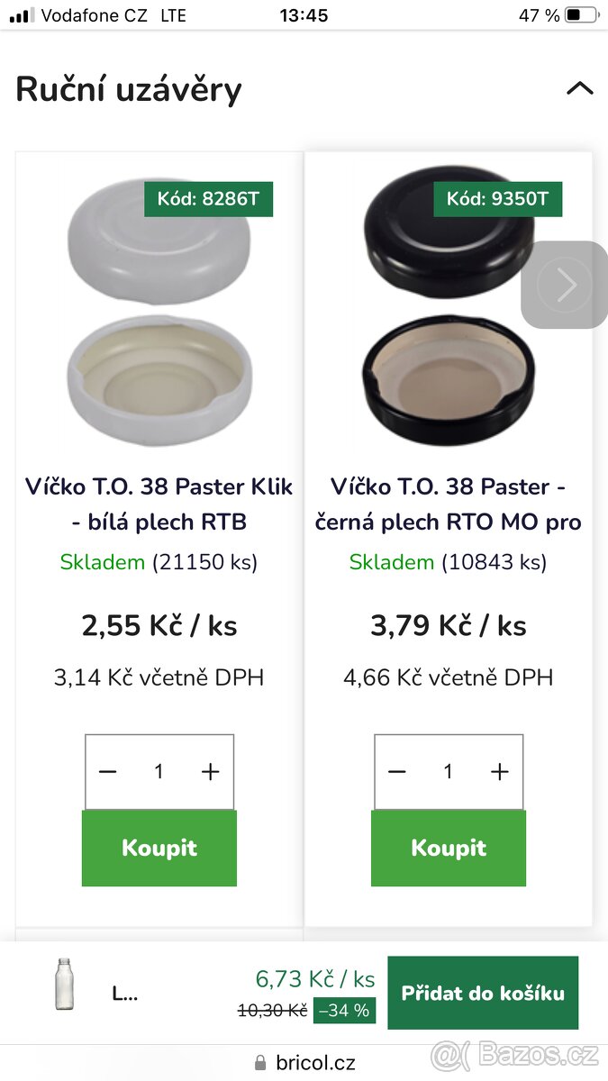 Sklenice 0,3 l + víčka zdarma - 2