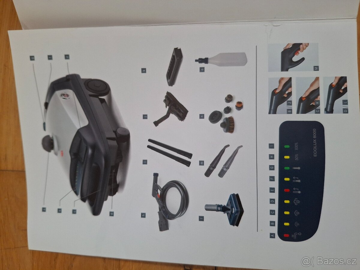 Parní vysávač ECOLUX 8000 so žehlici prknem. - 2