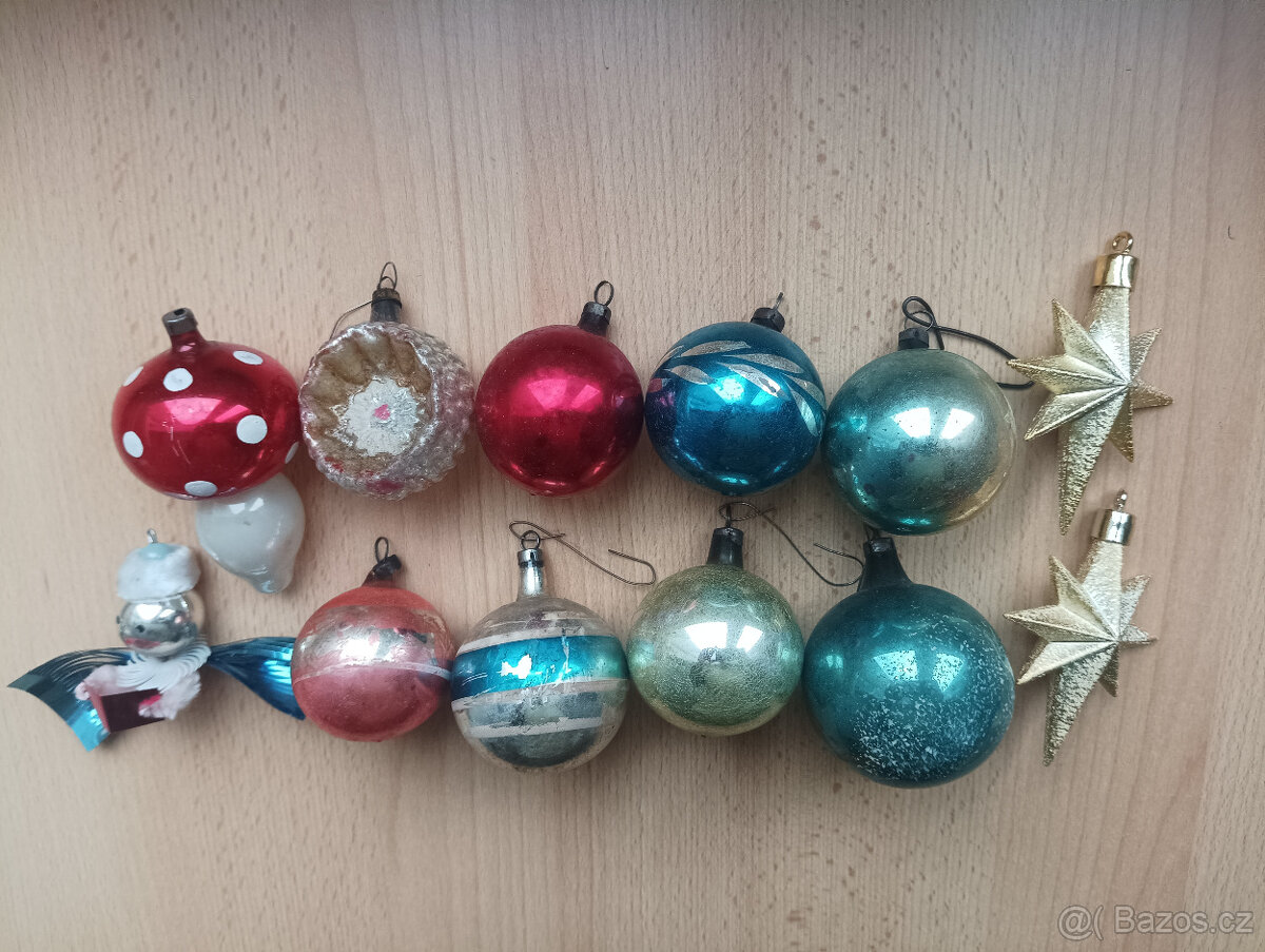 Retro/staré vánoční ozdoby - zlaté hvězdy - 2