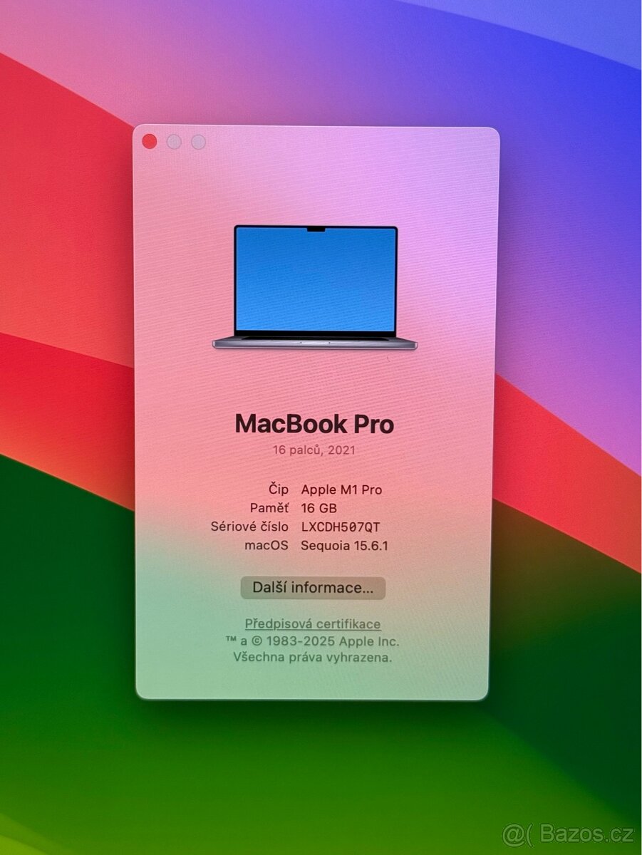 MacBook Pro 16” 2021 CTO /16GB RAM/512GB SSD/Záruka - 2