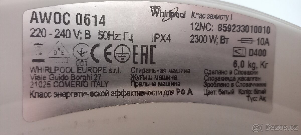 Pračka Whirlpool viz štítek - 2