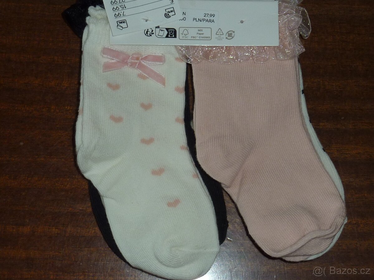 Nové-H&M-4x Ponožky s volánky-holčička,vel.19/21 - 2