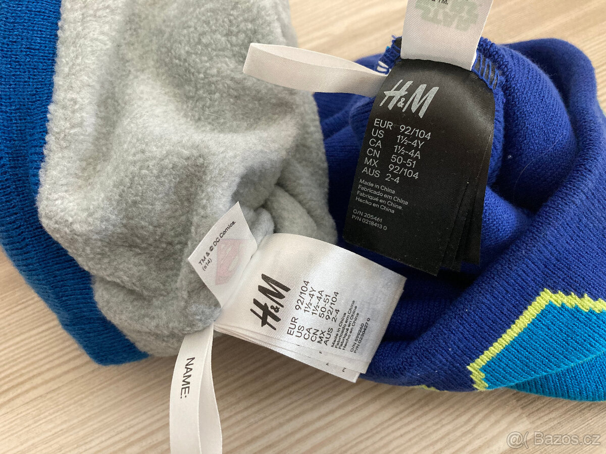 2x čepice H&M, v. 92/104 STAR WARS, Superman NOVÉ - 2