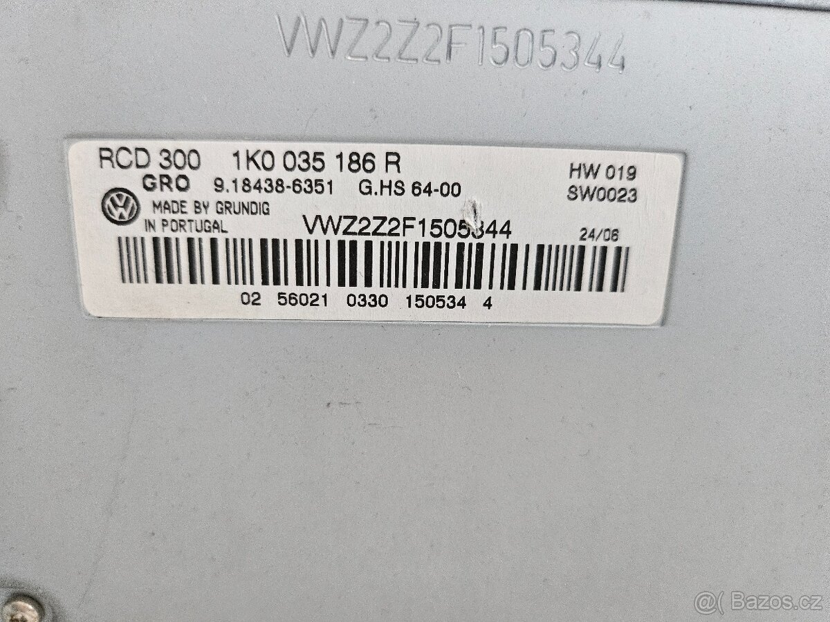 VW RCD 300 CD GOLF 5 PASSAT B6 CADDY TOURAN - 1K0035186R - G - 2