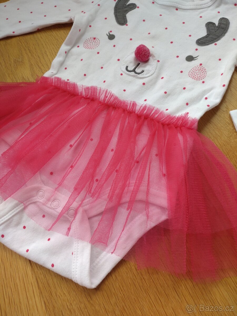 Vánočni šatičky/bodyčko sobík (80) - 2