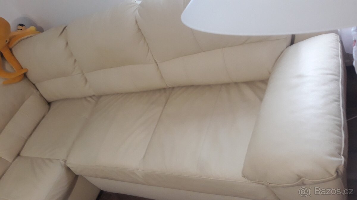 Kožená rozkládací sedačka/gauč Top stav - 2