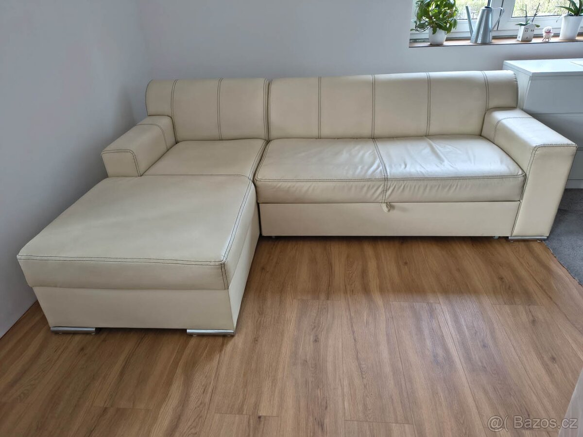 Koženková sedací souprava - rozkládací - 2