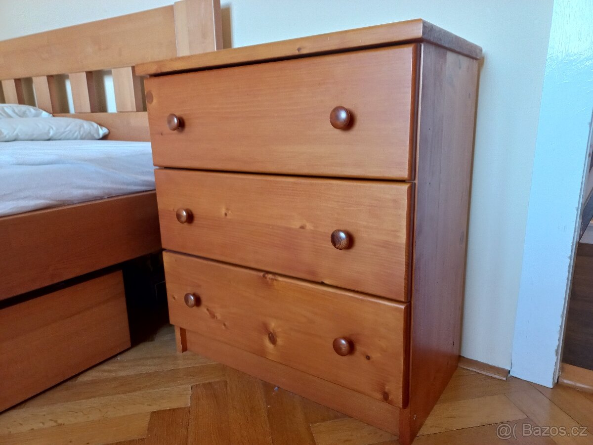 Nábytek masiv dřevo set 6ks - knihovny, komoda, stůl, postel - 2