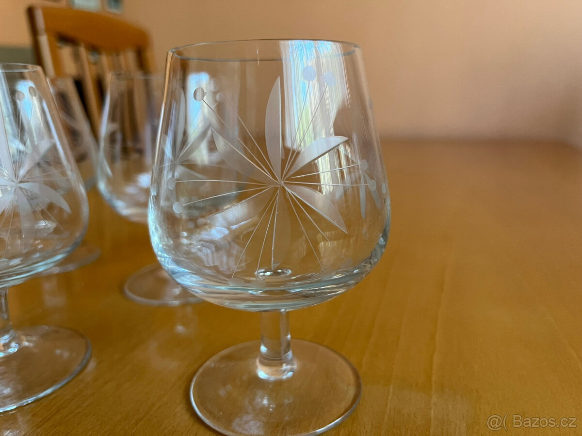 Skleničky s brusem na koňak (sada 5ks) - 2