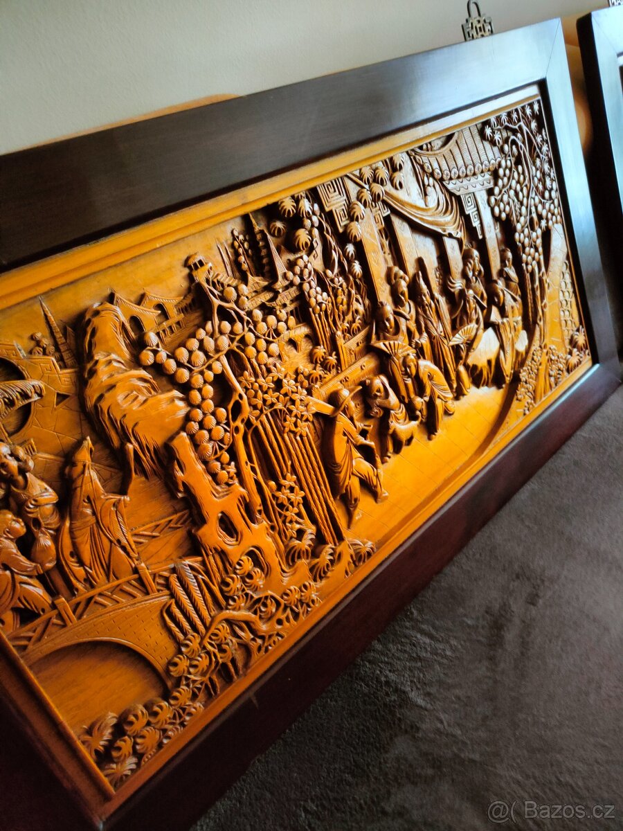 2 Krásne Čínske drevené obrazy - 2