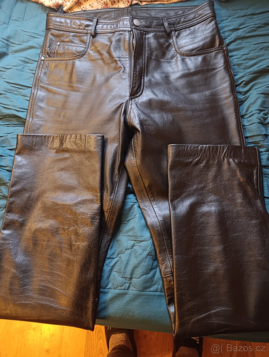 Kožené kalhoty na motorku riflového střihu Sleva - 2