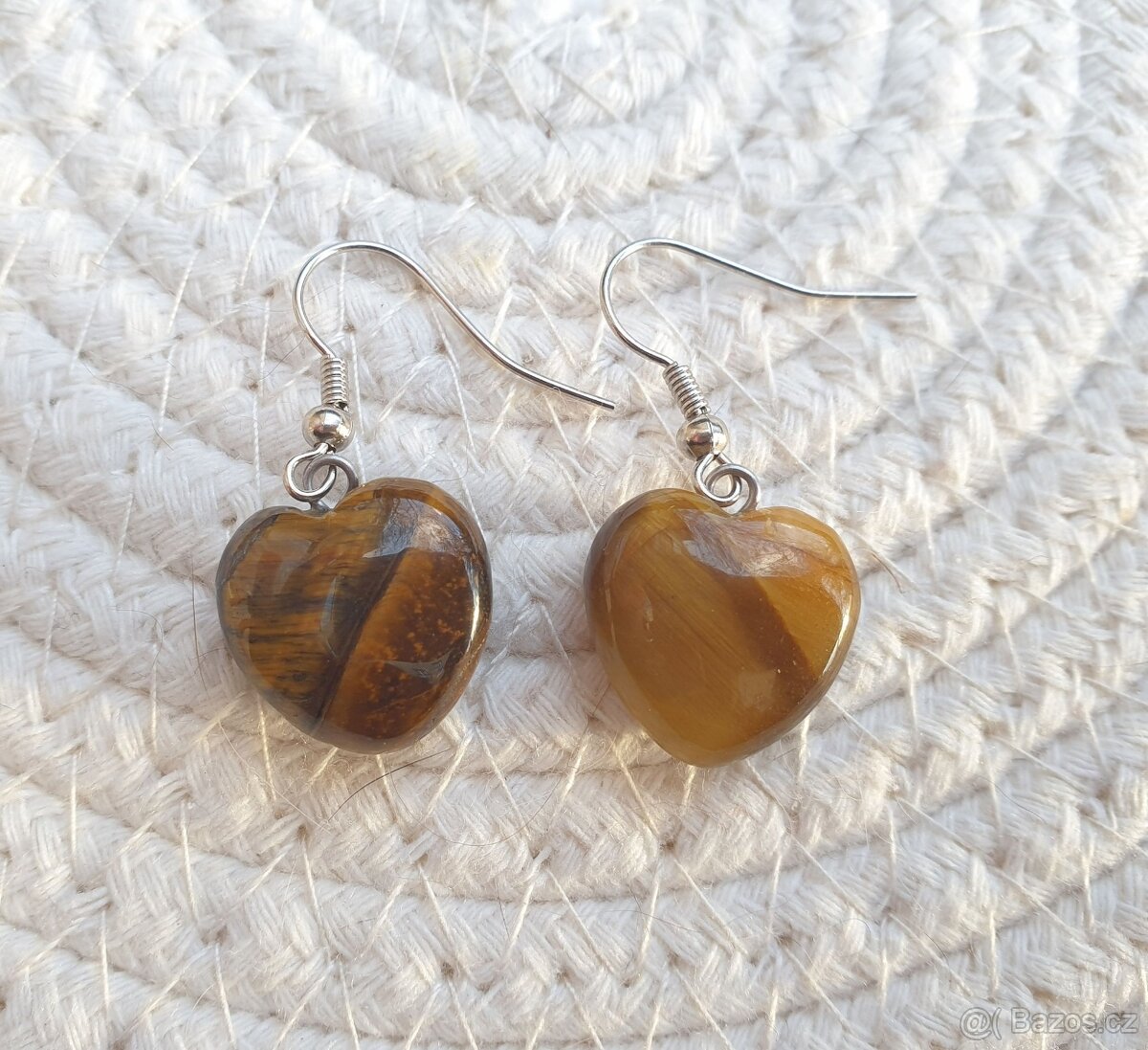 Náušnice srdce z Tygřího oka - 2